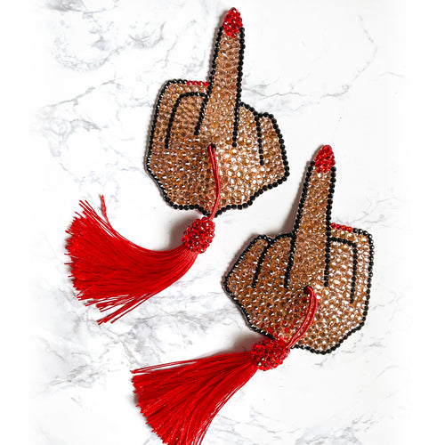 Middle Finger Nipple Pasties or Tassels