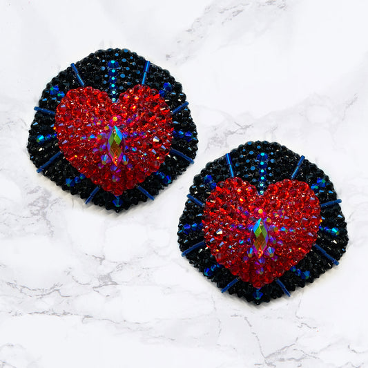Dark Cupid Nipple Pasties & Tassels, handmade by The Playful Pear