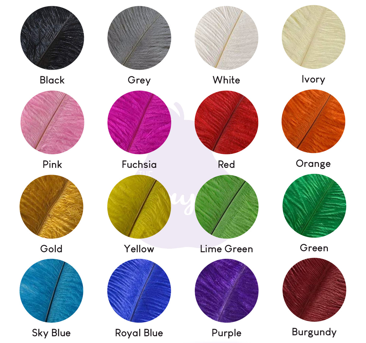 Rhinestone colour swatch chart showing the colours available for Moulin Rouge Showgirl Headpiece