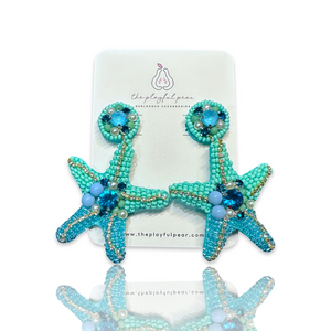 Pacific Teal Starfish Earrings
