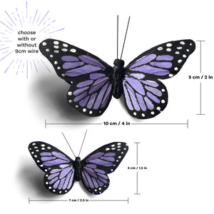 Lavender Monarch Feather Butterflies