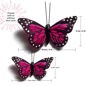 Magenta Monarch Feather Butterflies