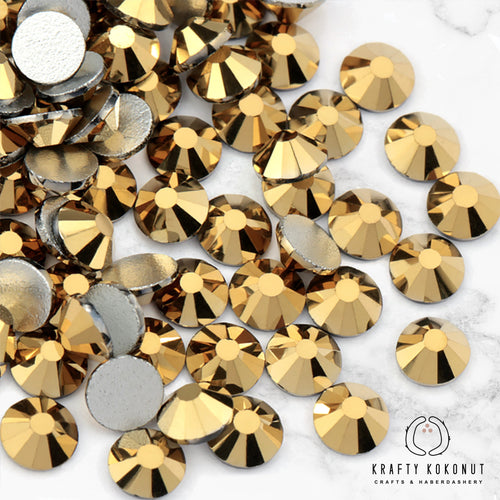 Krafty Kokonut® Metallic Gold Grade-A Glass Rhinestones