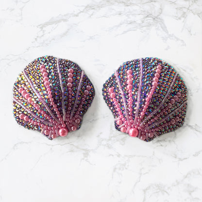 Lavender Lagoon Seashell Pasties or Tassels, handmade by The Playful Pear