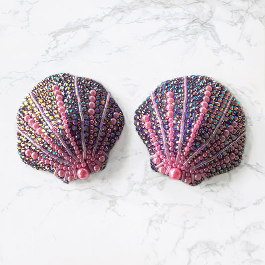 Lavender Lagoon Seashell Pasties or Tassels, handmade by The Playful Pear