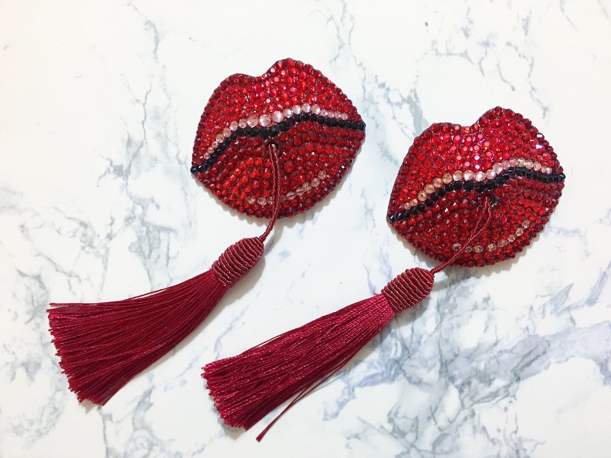 Lipstick Nipple Pasties or Tassels, handmade by The Playful Pear — view 3