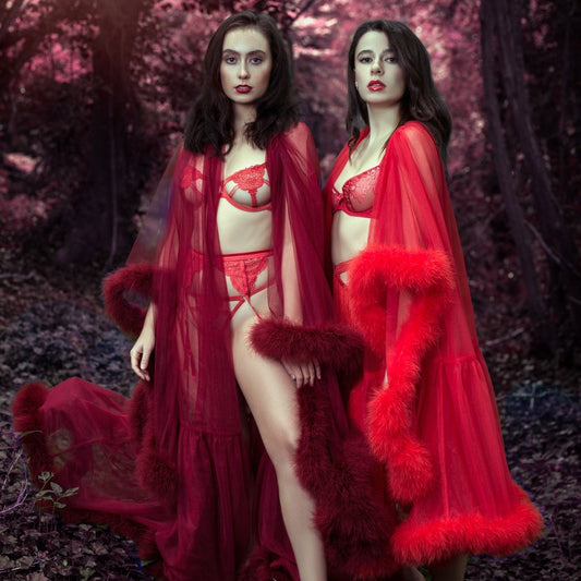 Marabou Feather Boudoir Gown, handmade by The Playful Pear