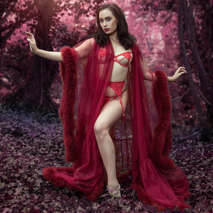 Marabou Feather Boudoir Gown, handmade by The Playful Pear — view 3