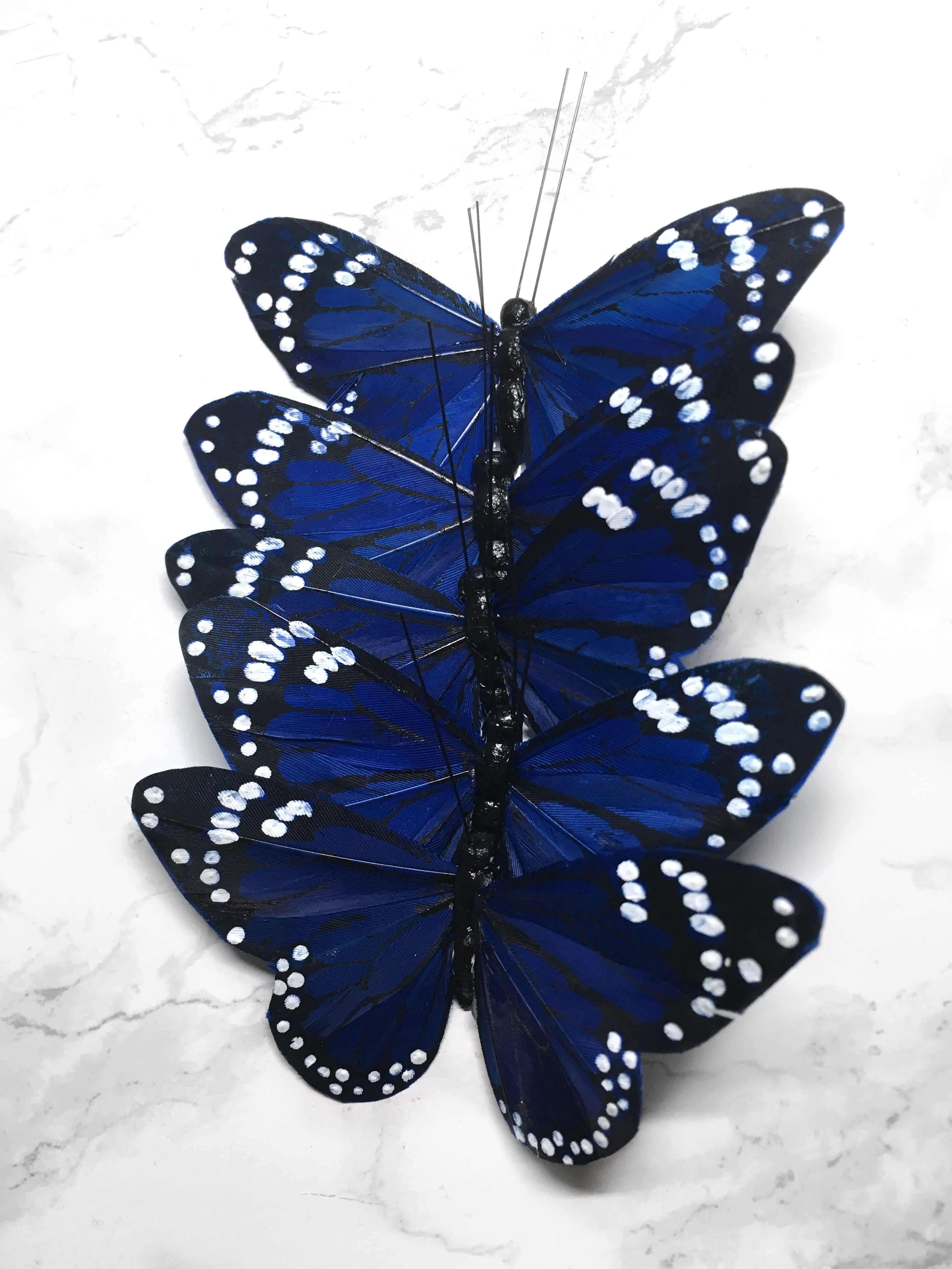 3 Blue Butterflies Feather Butterfly Artificial Butterfly Fake