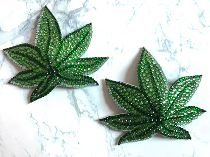 Cannabis Leaf Nipple Pasties or Tassles, handmade by The Playful Pear — view 3