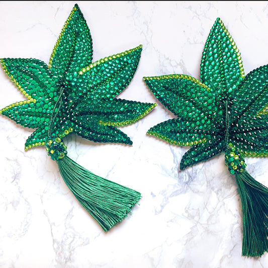 Cannabis Leaf Nipple Pasties or Tassles, handmade by The Playful Pear