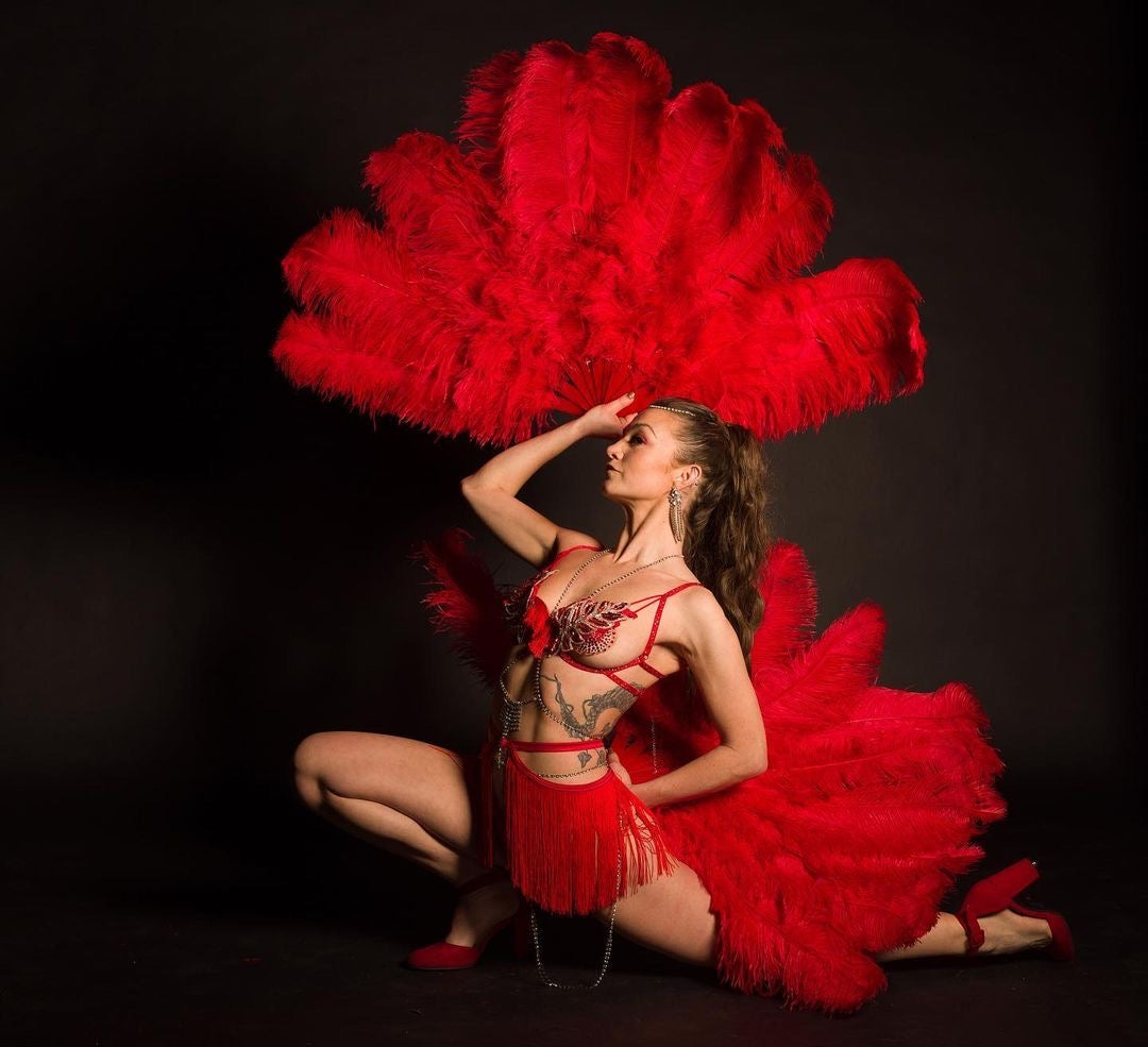 Deluxe XL Ostrich Feather Fans, handmade by The Playful Pear