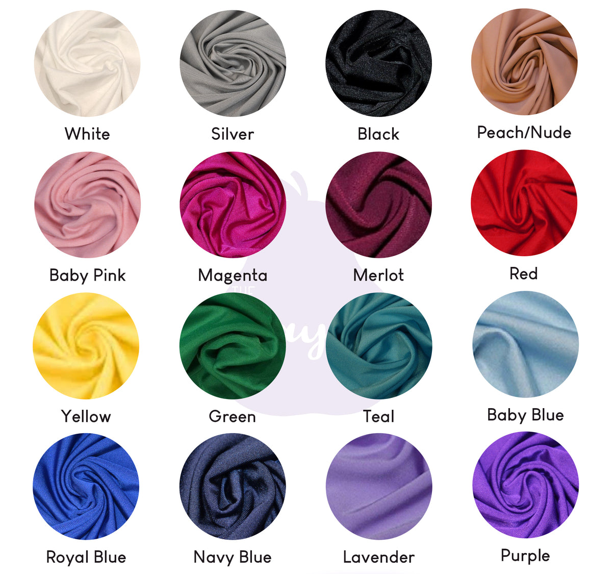 Rhinestone colour swatch chart showing the colours available for Fantasia Burlesque Panty