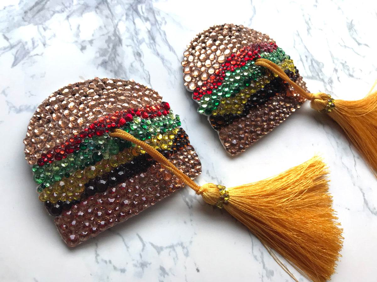 Cheeseburger Nipple Tassels, handmade by The Playful Pear — view 2