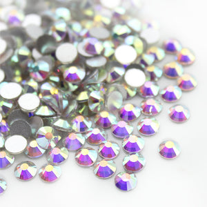 Crystal AB, The Playful Pear® Grade A Flat-Back Glass Rhinestones Size: ss6 - ss20
