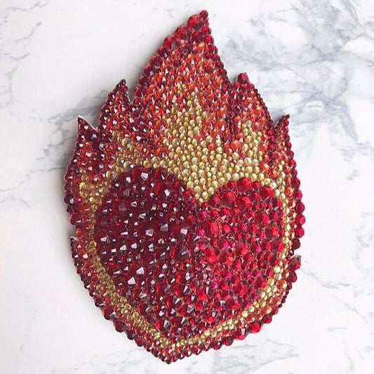 Flaming Heart Nipple Pasties or Tassels, handmade by The Playful Pear — view 2