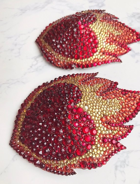 Flaming Heart Nipple Pasties or Tassels, handmade by The Playful Pear — view 4