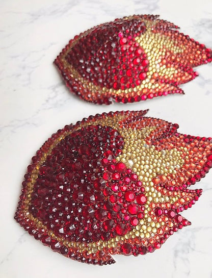 Flaming Heart Nipple Pasties or Tassels, handmade by The Playful Pear — view 4